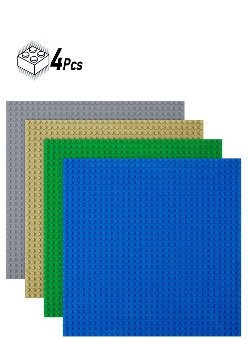 Classic Baseplates, 4 Pack Square 32x32 Stud Building Base, 10"×10" Large Building Board Base Plates, 100% Compatible with All Major Brands, Build and Display Board Set