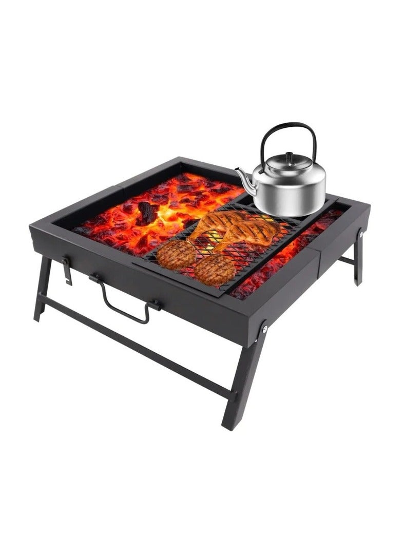 Albawadi Portable Folding Fire Pit 3-In-1 Camping BBQ Grill Stove with Stand - Image 1
