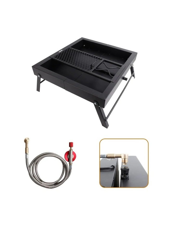 Albawadi Portable Folding Fire Pit 3-In-1 Camping BBQ Grill Stove with Stand - Image 5