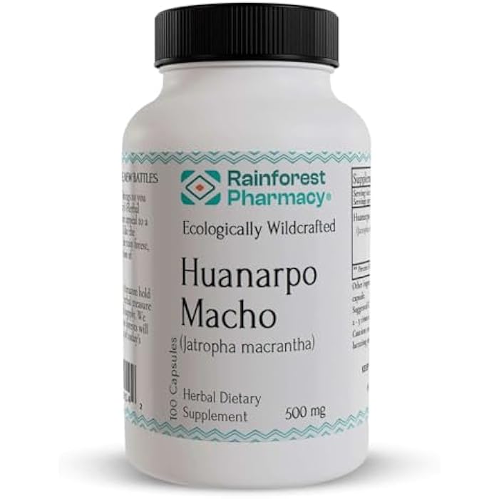 Rainforest Pharmacy Huanarpo Macho Capsules 500mg | 100% Natural Herbal Supplement for Male Vitality, Stamina & Energy | 100 Vegetarian Capsules | Wildcrafted Huanarpo Macho Herb - Image 1