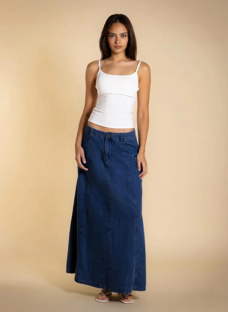 شايبس MAXI DENIM CARGO SKIRT
