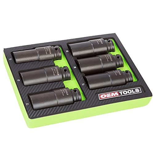 OEMTOOLS 25276 6 Piece Harmonic Balancer Puller Socket Set, Crankshaft Bolt Removal Tool Heavy Duty Impact Sockets, Harmonic Balancer Socket 17mm -27 mm, Chrome Moly Steel, 1/2" Drive - Image 1