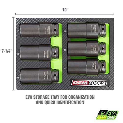 OEMTOOLS 25276 6 Piece Harmonic Balancer Puller Socket Set, Crankshaft Bolt Removal Tool Heavy Duty Impact Sockets, Harmonic Balancer Socket 17mm -27 mm, Chrome Moly Steel, 1/2" Drive - Image 3