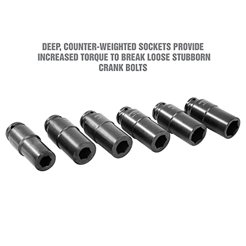 OEMTOOLS 25276 6 Piece Harmonic Balancer Puller Socket Set, Crankshaft Bolt Removal Tool Heavy Duty Impact Sockets, Harmonic Balancer Socket 17mm -27 mm, Chrome Moly Steel, 1/2" Drive - Image 4