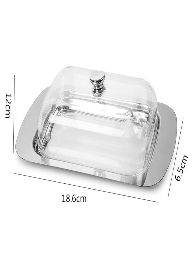 Pokinge 1Pcs Stainless Steel Butter Dish With Plastic Lid Metal Butter Dish With Handle Cheese Storage Box Butter Keep Fresh Tray Container For Kitchen - Image 5