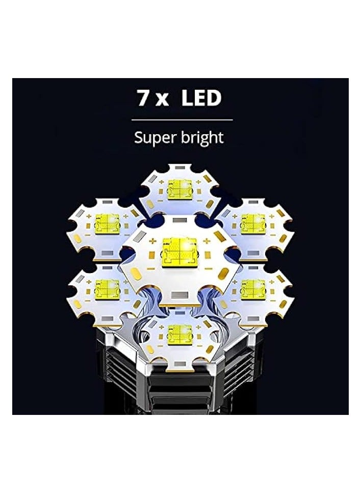 erorex Super Bright LED Torch, Handheld Rechargeable LED Flashlight, Camping Lantern, Searchlight with Handle, for Camping Hunting Hiking, Black - Image 3