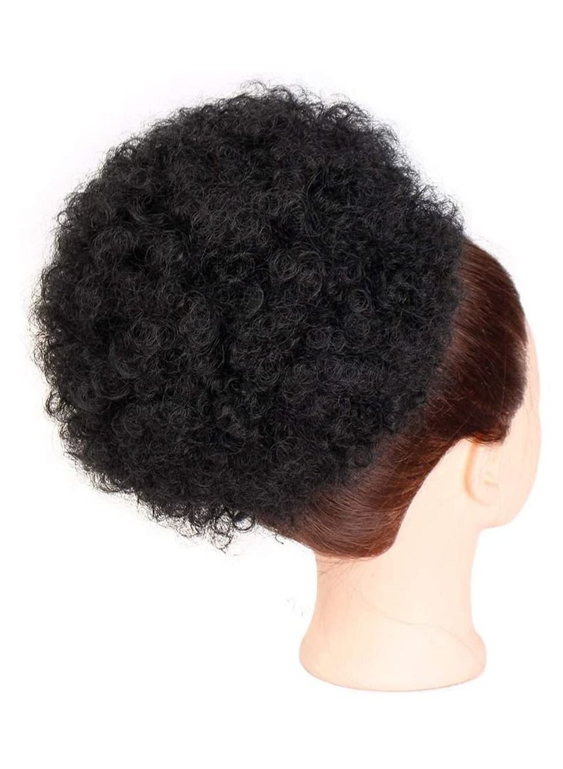 إستيل شعر مستعار قصير مجعد صناعي ذيل حصان أمريكي أفريقي غريب مجعد ملفوف برباط منفوخ ذيل حصان وصلات شعر مستعار مع 2 مشابك أسود فاتح كبير - Image 3