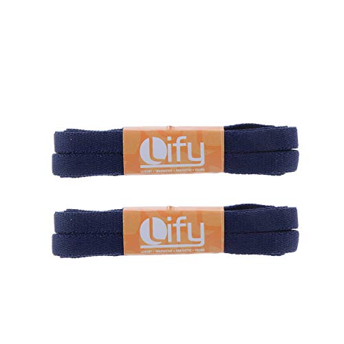 Lify 2 Pair Polyester Flat Shoe Laces for Athletic, Running - 5/16 Wide Shoelaces for Sneakers Shoes Boot Strings (180CM (70.86 Inch), Navy Blue) - Image 2
