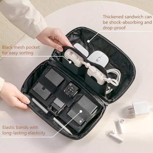 Kaxich Travel Electronics Organizer, Electronics Accessories Bag Portable Cable Organizer Case Waterproof Universal for Adapters Memory Cards, USB Cables (Beige) - Image 2