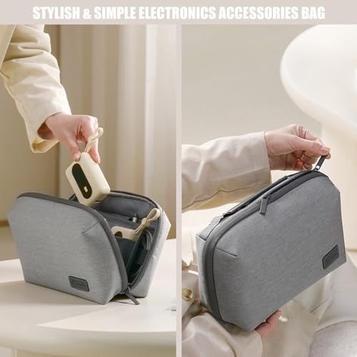 Kaxich Travel Electronics Organizer, Electronics Accessories Bag Portable Cable Organizer Case Waterproof Universal for Adapters Memory Cards, USB Cables (Beige) - Image 5