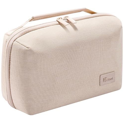 Kaxich Travel Electronics Organizer, Electronics Accessories Bag Portable Cable Organizer Case Waterproof Universal for Adapters Memory Cards, USB Cables (Beige) - Image 1