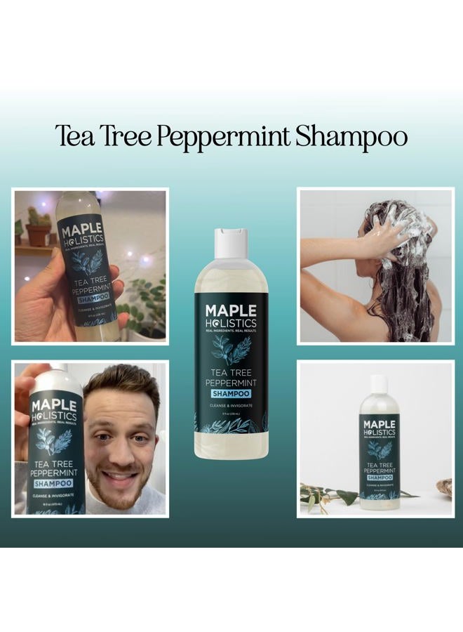 Maple Holistics Rosemary Tea Tree Mint Shampoo - Clarifying Shampoo for Build Up and Flakes with Peppermint Oil and Tea Tree Essential Oil for Dry Scalp Treatment - Deep Cleansing Peppermint Tea Tree Shampoo (8oz) - Image 2