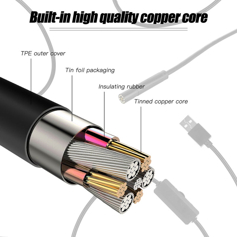 Endoscope Device 2m Cable - 4.3in 1080P Large Screen Inspection Camera IP67 Waterproof Adjustable LED Lights for Automobile Pipeline Air Conditioning Inspection Object Search - Image 5