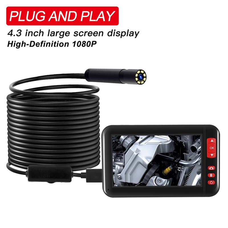 Endoscope Device 2m Cable - 4.3in 1080P Large Screen Inspection Camera IP67 Waterproof Adjustable LED Lights for Automobile Pipeline Air Conditioning Inspection Object Search - Image 2