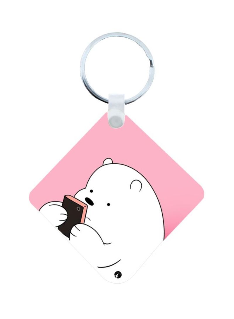 RKN We Bare Bear Printed Keychain Pink/White
