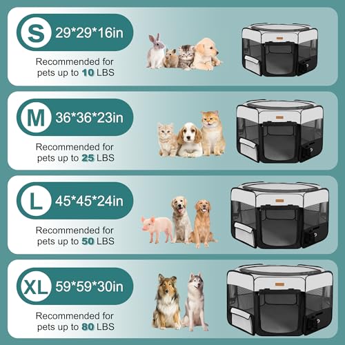 Akinerri Dog Playpen, Portable Pet Play Pen for Cat, Puppies, Rabbits, Chickens, Foldable Large-Capacity Pet Tent for Indoor/Outdoor Travel Camping - Image 5