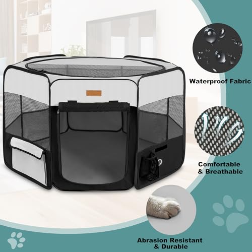 Akinerri Dog Playpen, Portable Pet Play Pen for Cat, Puppies, Rabbits, Chickens, Foldable Large-Capacity Pet Tent for Indoor/Outdoor Travel Camping - Image 3