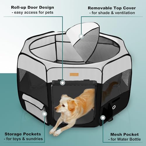 Akinerri Dog Playpen, Portable Pet Play Pen for Cat, Puppies, Rabbits, Chickens, Foldable Large-Capacity Pet Tent for Indoor/Outdoor Travel Camping - Image 2