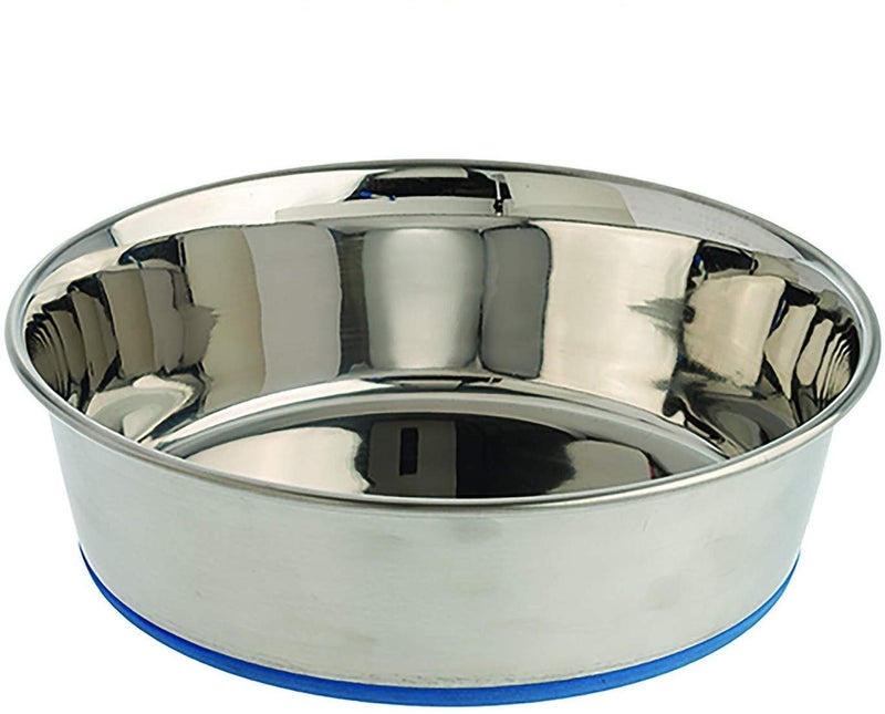ROYALE DOG Pet Heavy Dog Bowl Export Quality with 100% Silicon Bonded Rubber Base Stainless Steel Dog Food Bowl Feeder Bowls Pet Bowl for Feeding Dogs Cats and Pets (4000 ML, Blue) - Image 1