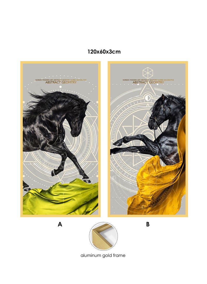 AIWANTO Black Stallion Crystal Porcelain  Decorative Wall Painting Set (A B)  - Image 2