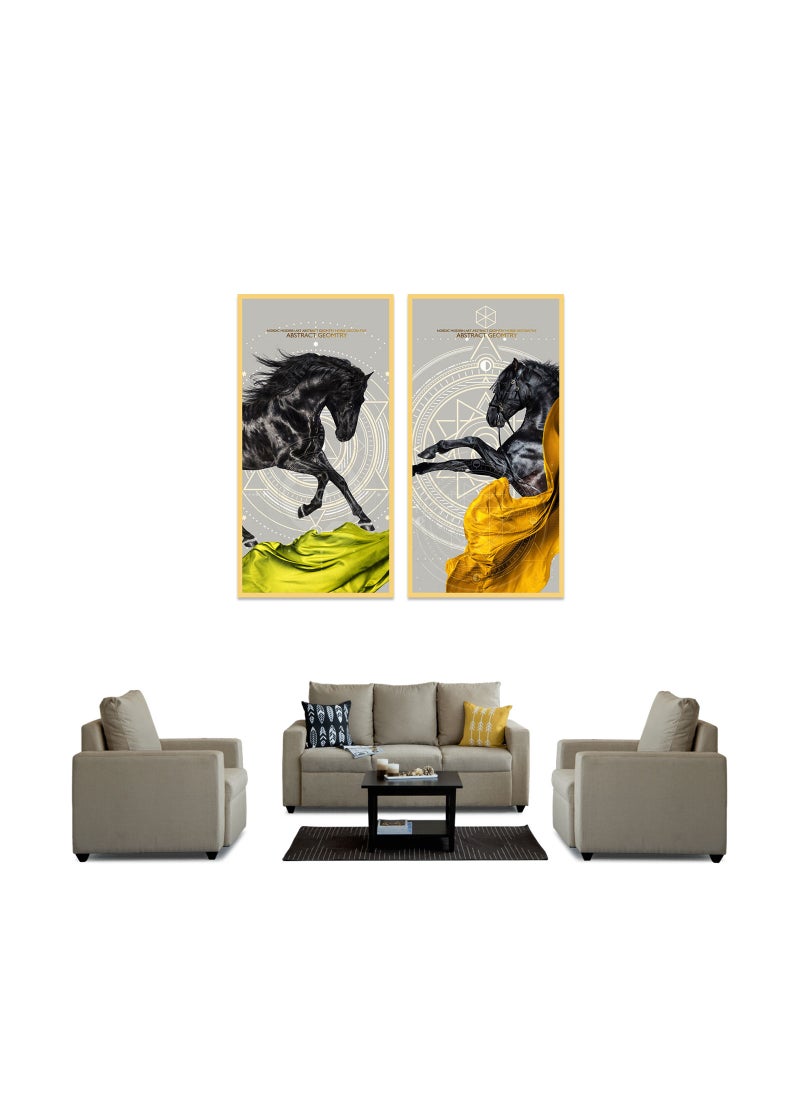 AIWANTO Black Stallion Crystal Porcelain  Decorative Wall Painting Set (A B)  - Image 3