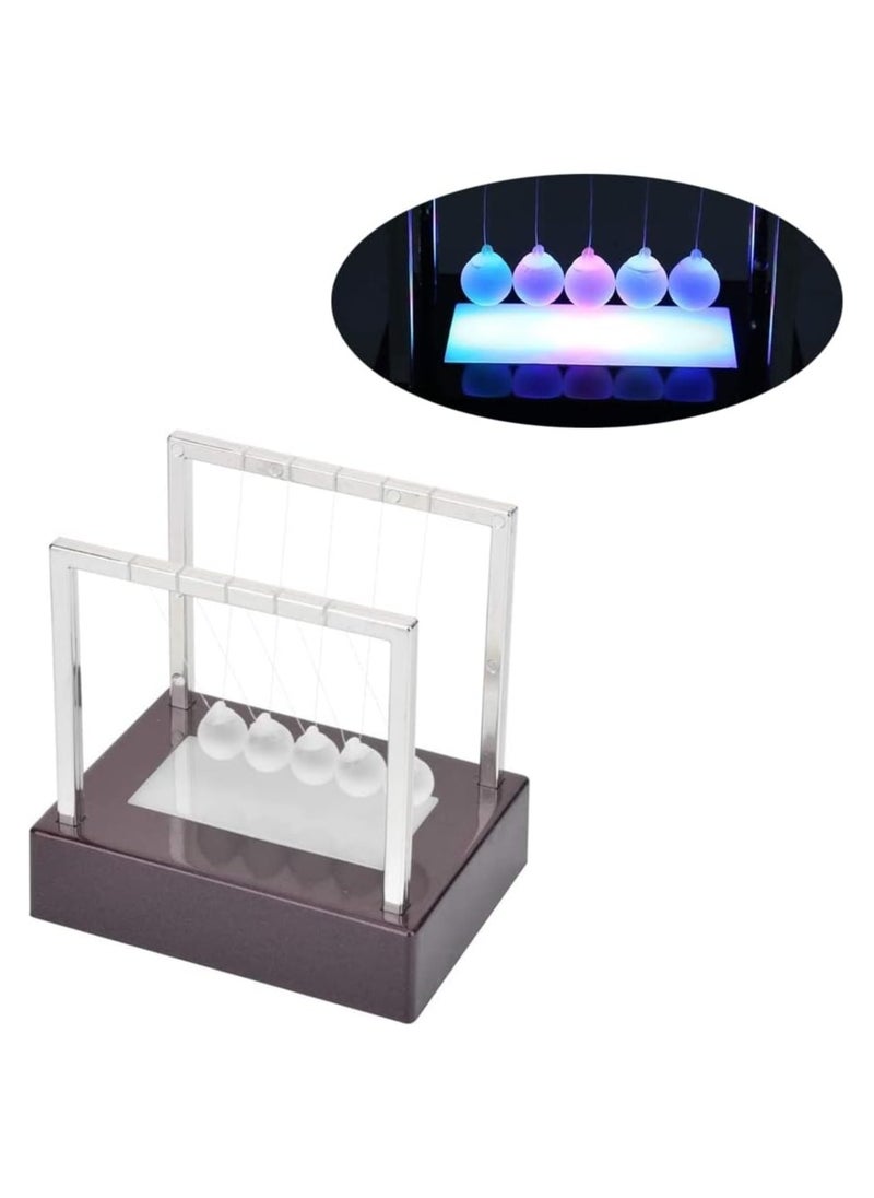 SYOSI - Classic Newton Swing Ball, Led Light Up Newtons Cradle Balance Ball, Kinetic Energy Multi Color Home Office Toy, Home Decoration Art Work, for Birthday Gift, Science Physics Desk Toys & Accessories - Image 1