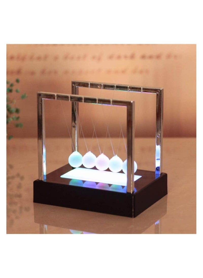 SYOSI - Classic Newton Swing Ball, Led Light Up Newtons Cradle Balance Ball, Kinetic Energy Multi Color Home Office Toy, Home Decoration Art Work, for Birthday Gift, Science Physics Desk Toys & Accessories - Image 1