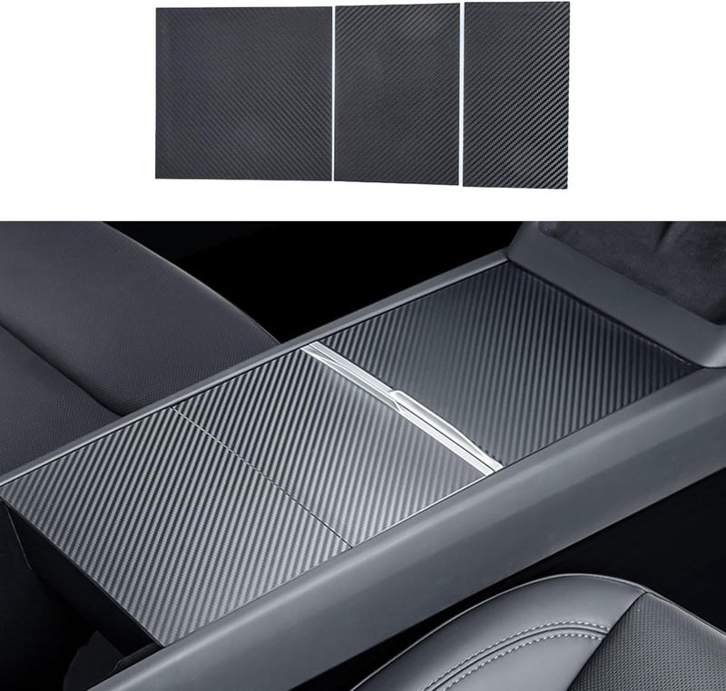 Tesheer Center Console Wrap Kit for Tesla Model 3 Highland 3K Twill Carbon Fiber fit Tesla Model 3 2024 Center Console Cover Console Car Wrap Decoration Matte Carbon Fiber