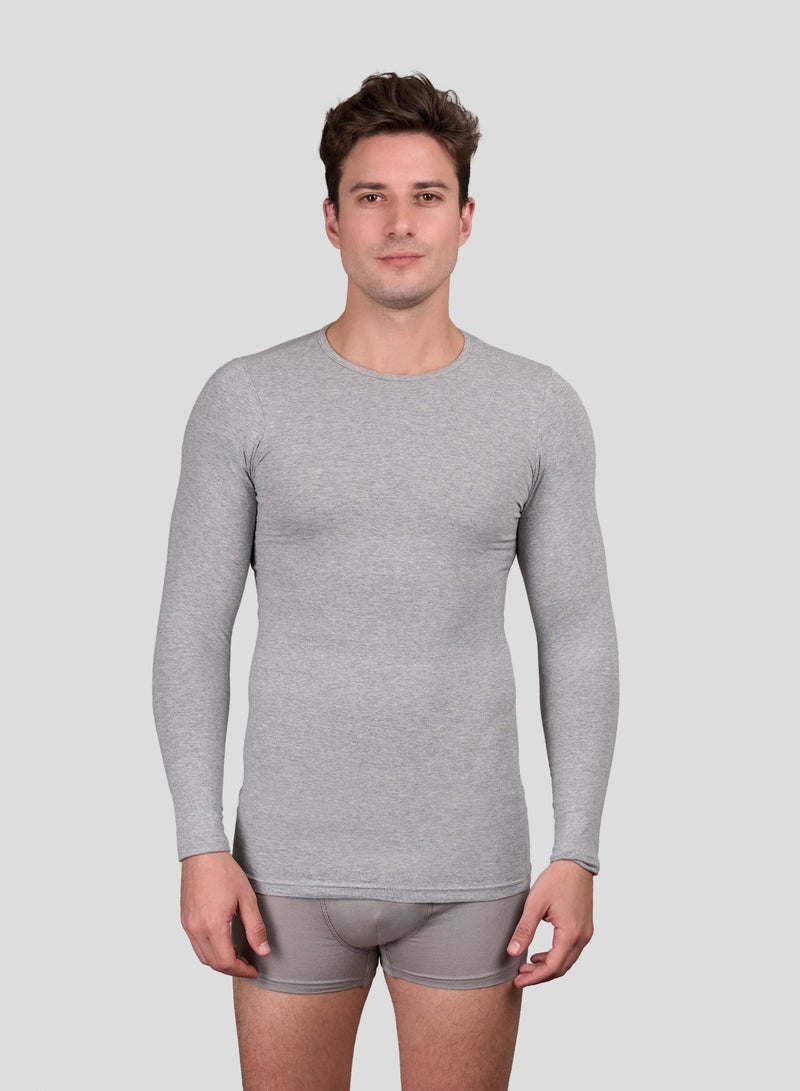 DICE Men's Long Sleeve Cotton Lycra Undershirt Slim Fit, Thermal Base Layer for Everyday - Image 1