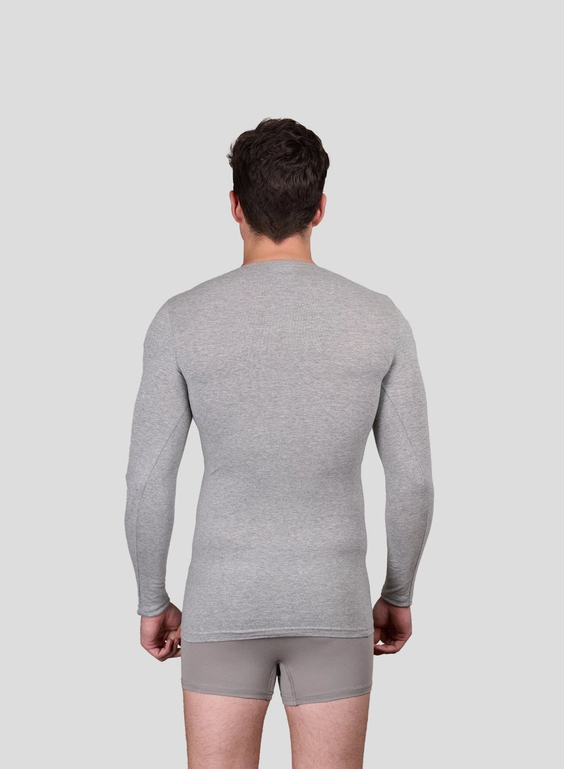 DICE Men's Long Sleeve Cotton Lycra Undershirt Slim Fit, Thermal Base Layer for Everyday - Image 2