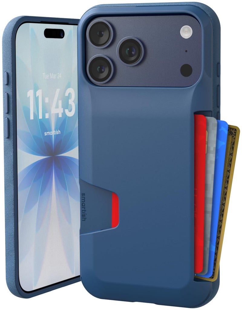 SmartishÂ® iPhone 17 Pro Max Wallet Case - Wallet Slayer Vol. 1 [Slim + Protective] Credit Card Holder - Drop Tested Flip Hidden Card Slot Cover for Apple iPhone 17 Pro Max - Blues on The Green - Image 1
