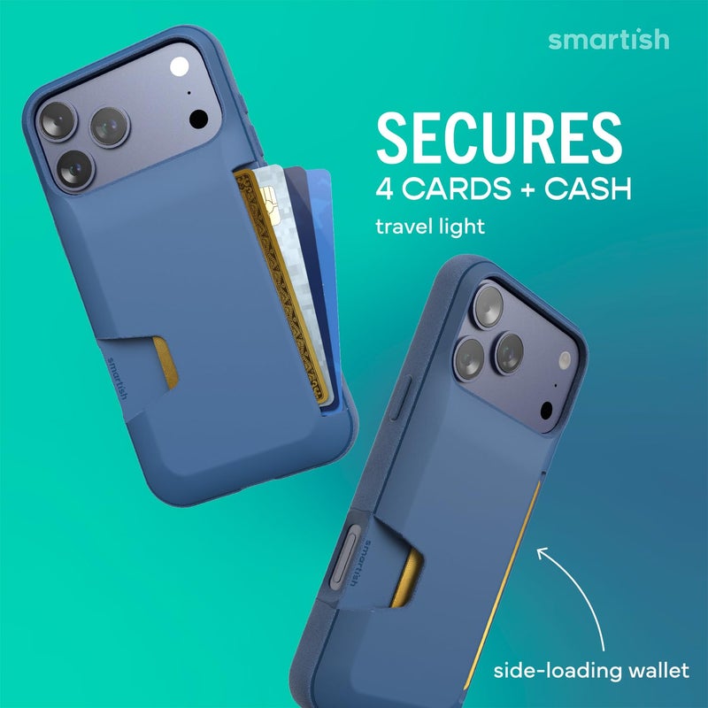 SmartishÂ® iPhone 17 Pro Max Wallet Case - Wallet Slayer Vol. 1 [Slim + Protective] Credit Card Holder - Drop Tested Flip Hidden Card Slot Cover for Apple iPhone 17 Pro Max - Blues on The Green - Image 2