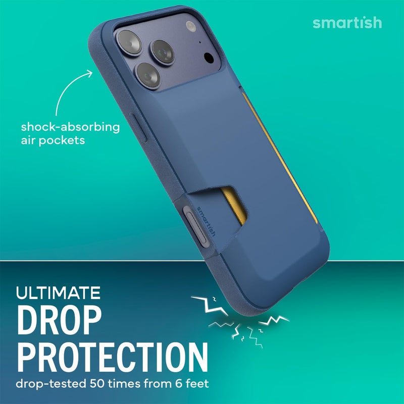 SmartishÂ® iPhone 17 Pro Max Wallet Case - Wallet Slayer Vol. 1 [Slim + Protective] Credit Card Holder - Drop Tested Flip Hidden Card Slot Cover for Apple iPhone 17 Pro Max - Blues on The Green - Image 3