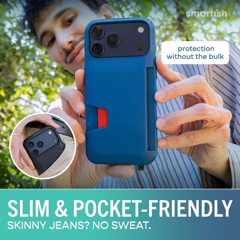 SmartishÂ® iPhone 17 Pro Max Wallet Case - Wallet Slayer Vol. 1 [Slim + Protective] Credit Card Holder - Drop Tested Flip Hidden Card Slot Cover for Apple iPhone 17 Pro Max - Blues on The Green - Image 4