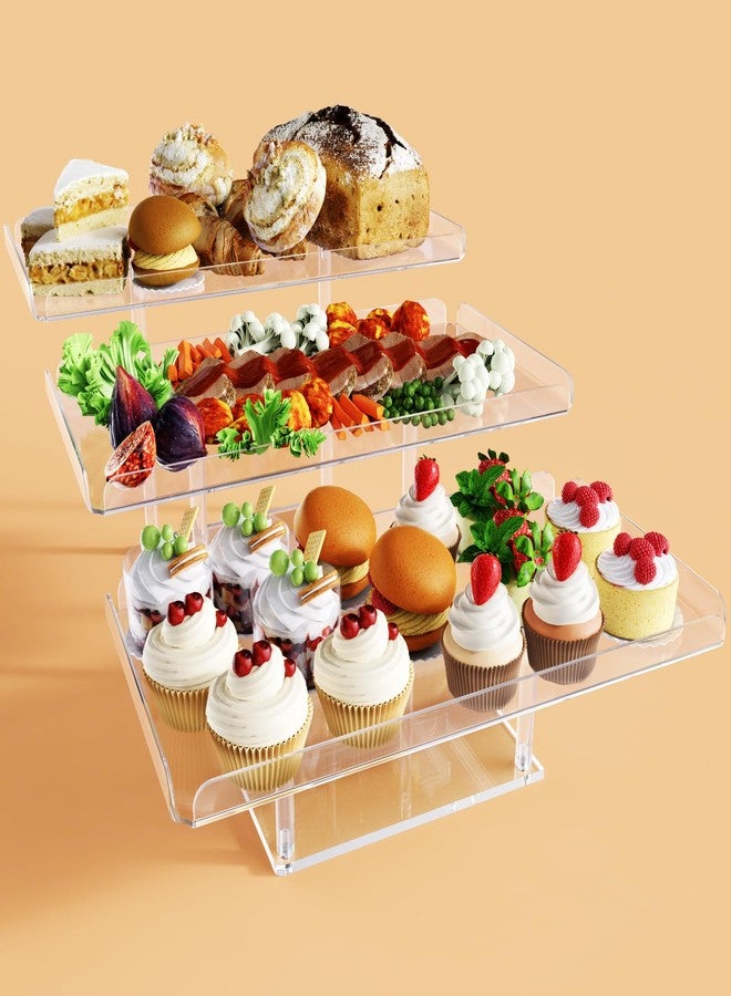 Bakzon 3 Tier Serving Tray for Entertaining, Acrylic Dessert Table Display Set for Party Supplies, Serving Platters and Trays for Food, Cupcake Buffet Dessert Risers Stands for Weddings Baby Shower - Image 1