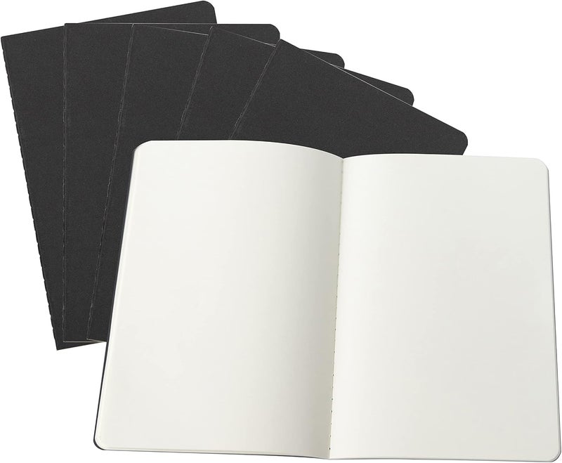 TWONE 6 Pack Notebooks Journal - 60 Blank Page/30 Sheets, Premium Thick Paper Soft Cover Journal for Travel, Office, Work, Office, Home, School, Business Writing, 5.5” x 8.25” (Black) - Image 1