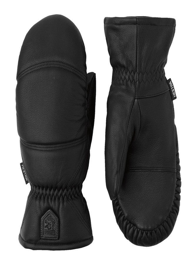 Hestra Unisex Leather Box Mitt, Leather Winter Ski Mittens for Alpine Skiing & Cold Winter Weather, Black, 7 - Image 1