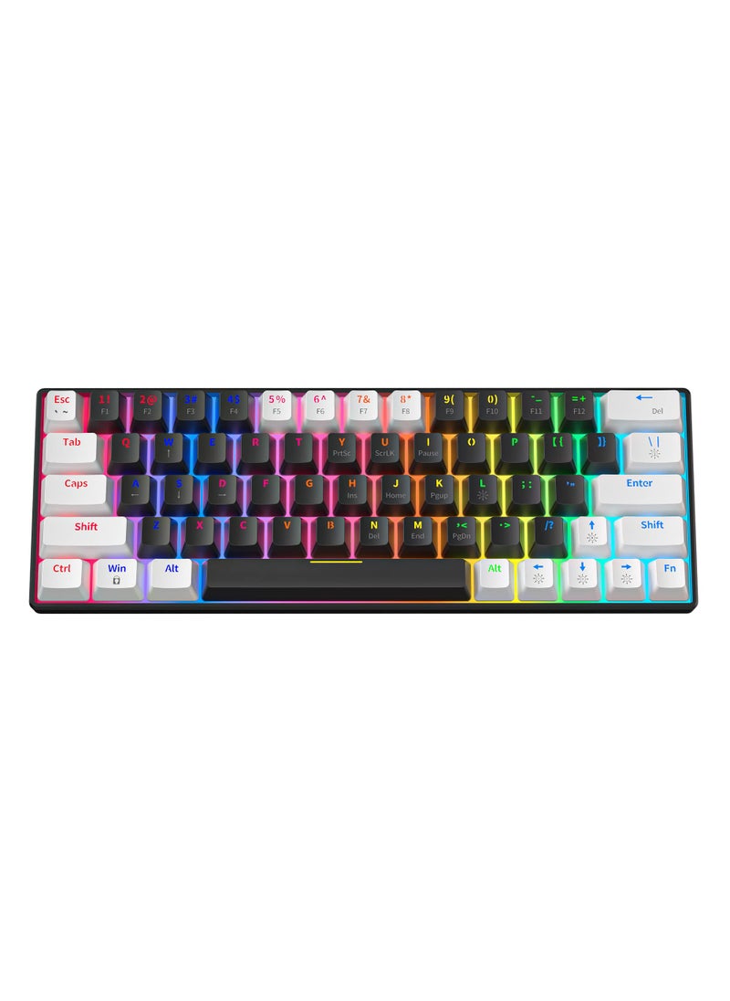 Rock Pow - 63 Keys Wired Mechanical Gaming Keyboard RGB Backlit Ultra-Compact Mini Keyboard Waterproof Mini Compact Keyboard for PC/ Mac Gamer Typist Travel Easy to Carry - Image 1