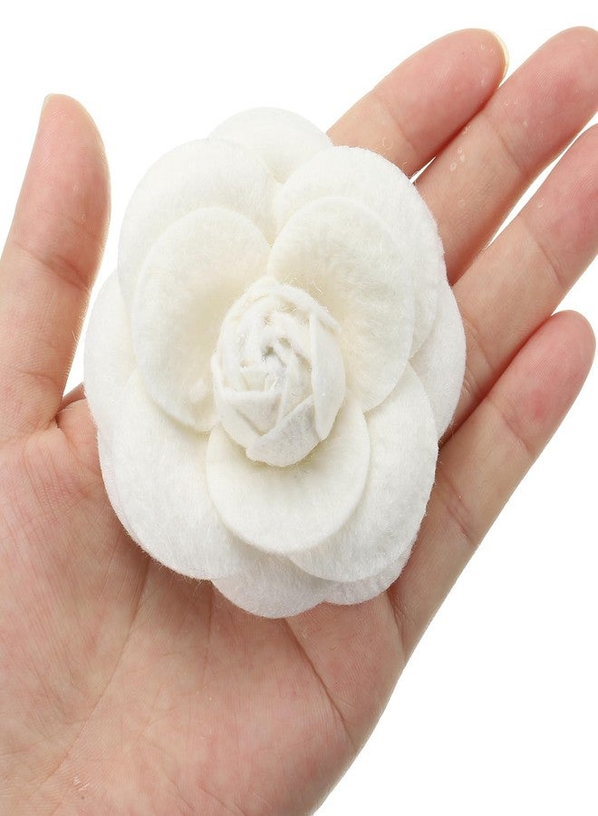 PATIKIL Camellia Fabric Pin, 6 Pcs Flower Brooch Artificial Flowers Brooches for Women Girls Cloth Wedding Party Decor Accessories Jewelry Gift, Beige - Image 4