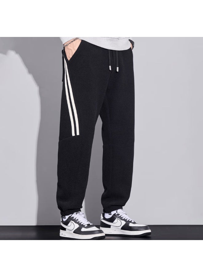 Dingfengbaoluo Heavyweight Casual Sweatpants Men Autumn Waffle Loose Comfortable High-rise Versatile Jogger Pants Hld99 Black 4XL - Image 4