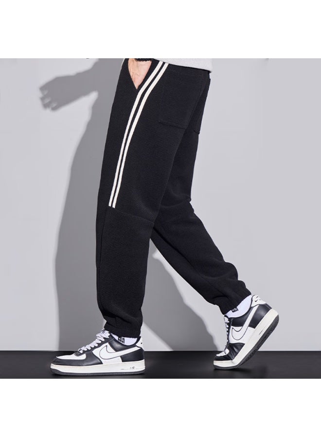 Dingfengbaoluo Heavyweight Casual Sweatpants Men Autumn Waffle Loose Comfortable High-rise Versatile Jogger Pants Hld99 Black 4XL - Image 3