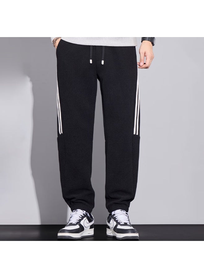 Dingfengbaoluo Heavyweight Casual Sweatpants Men Autumn Waffle Loose Comfortable High-rise Versatile Jogger Pants Hld99 Black 4XL - Image 5