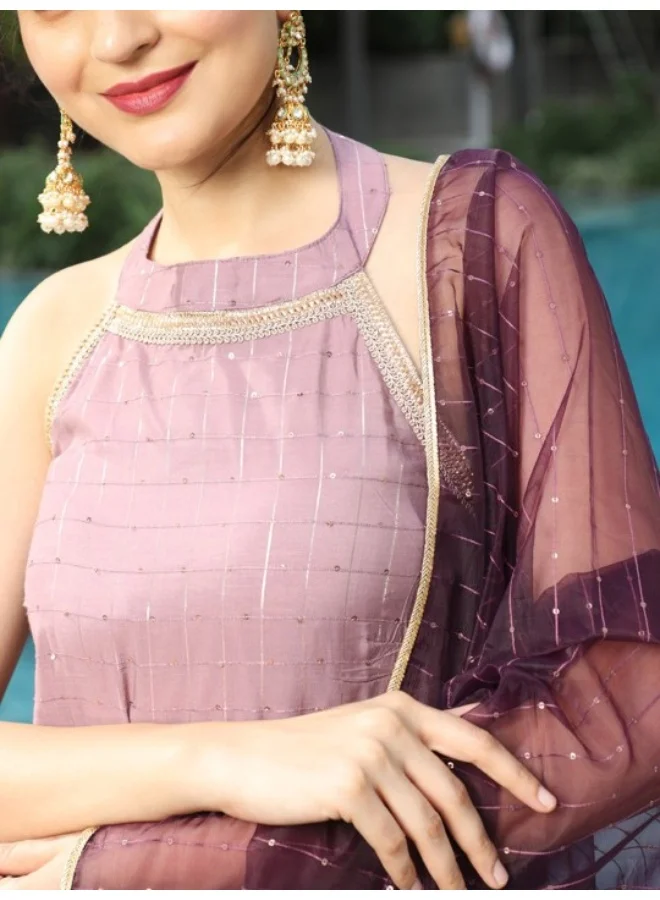 AKS Sequence Work Straight Kurta & Sharara With Dupatta