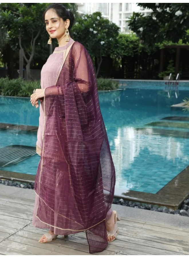 أيه كيه إس Sequence Work Straight Kurta & Sharara With Dupatta