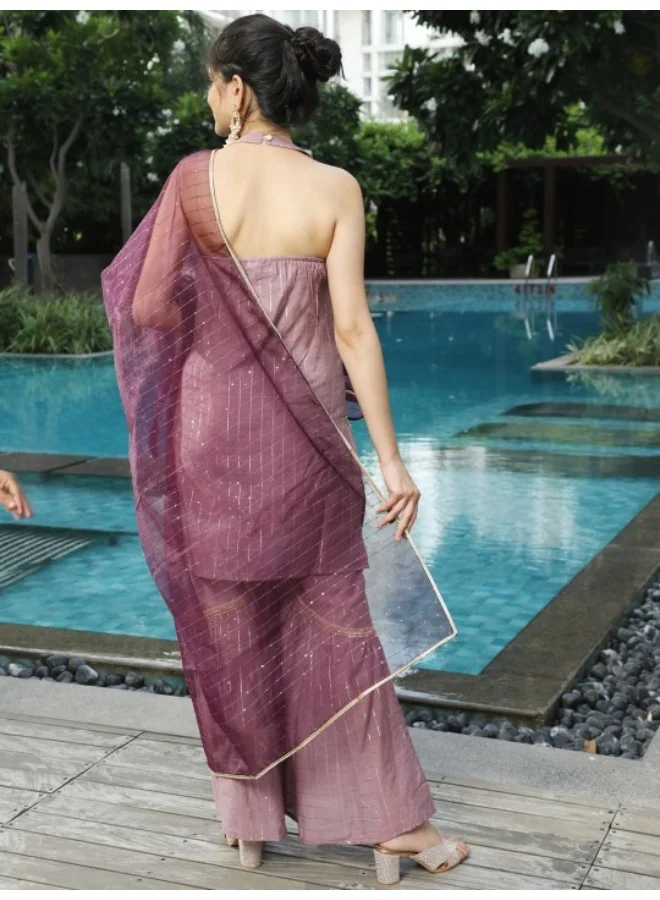 أيه كيه إس Sequence Work Straight Kurta & Sharara With Dupatta