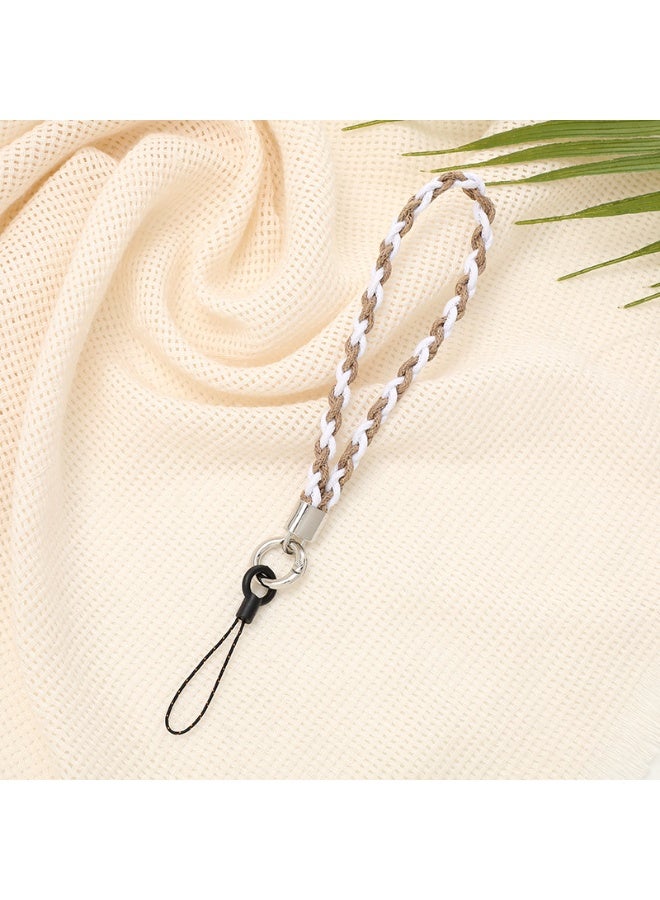 NIBEMINENT Phone Charm/ Chain Strap for Women Girls, Bicolor Braided Rope Cell Phone Case Lanyard Wrist Strap，K2564/Khaki - Image 1