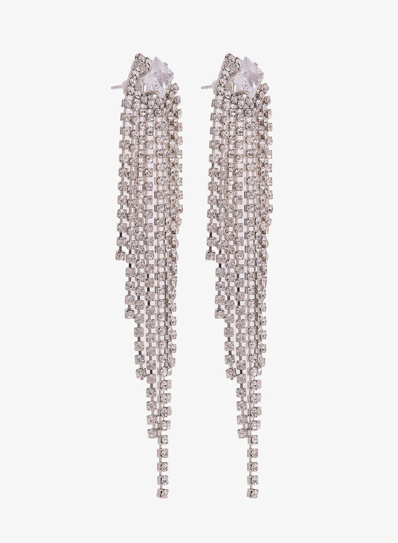 Ella Limited Edition Diamonte Rhinestone Embellished Drop Down Earrings - Image 2