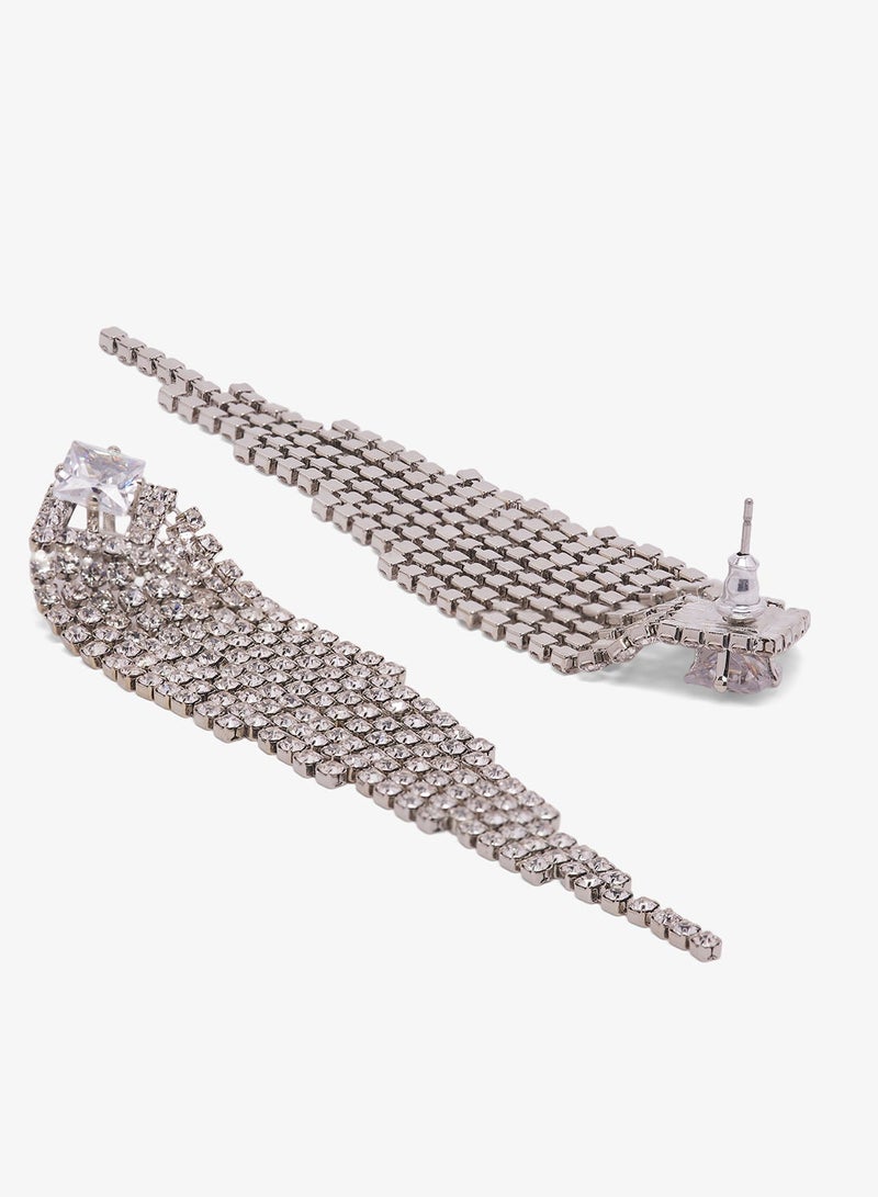 Ella Limited Edition Diamonte Rhinestone Embellished Drop Down Earrings - Image 3