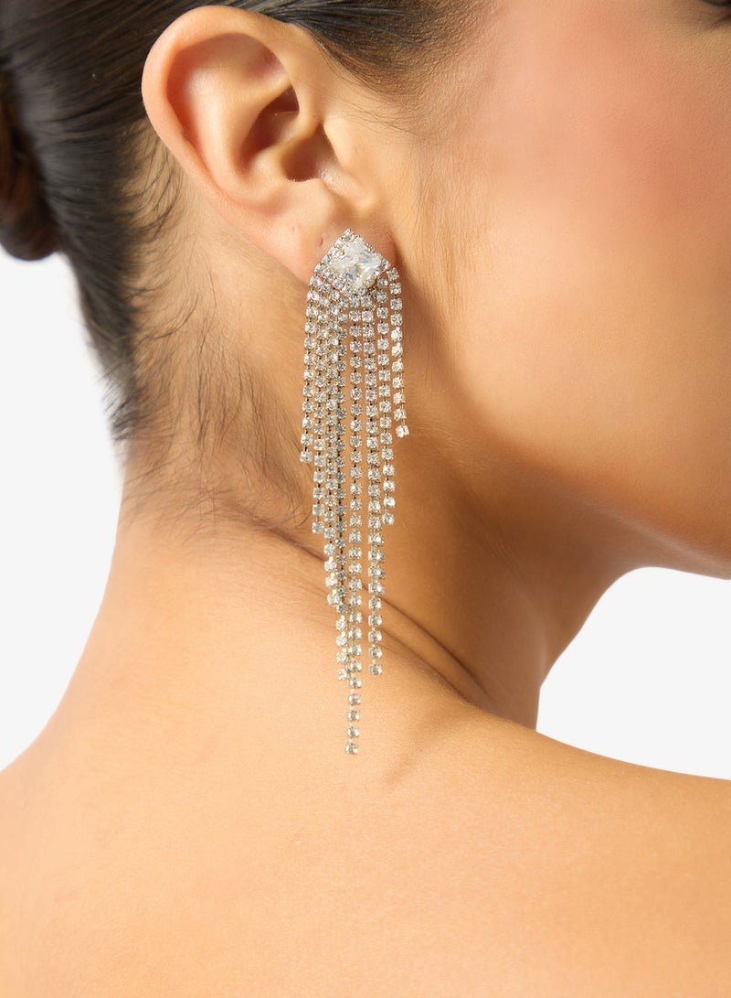 Ella Limited Edition Diamonte Rhinestone Embellished Drop Down Earrings - Image 1