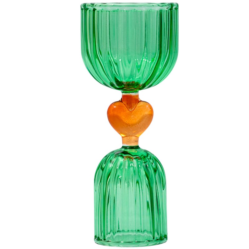 ban.do Retro Cocktail Measuring Jigger, Double Jigger Shot Glass, 1/2 and 1 Shot Measuring Cup, Vintage Style Green Glass Bar Tool for Measuring and Bar Cart Decor (Tipsy Turvy Green) - Image 1